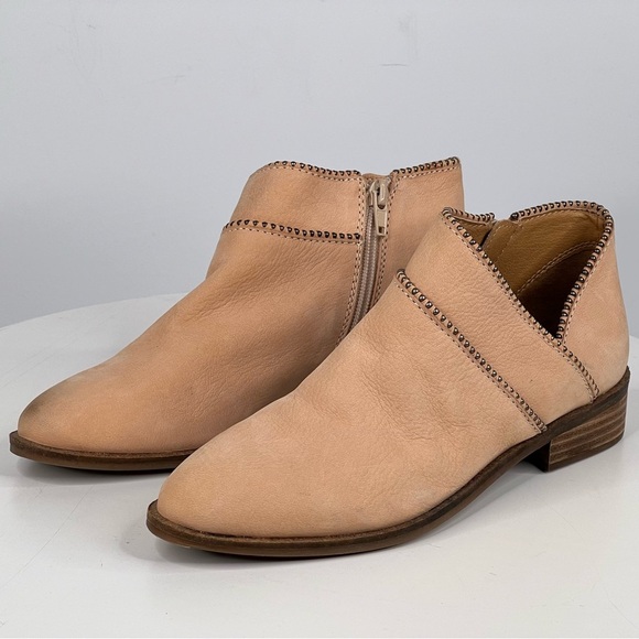 Lucky Brand Booties Beige Leather Ankle Boots Western Cowgirl Boho Cottage 6.5 - Picture 11 of 17